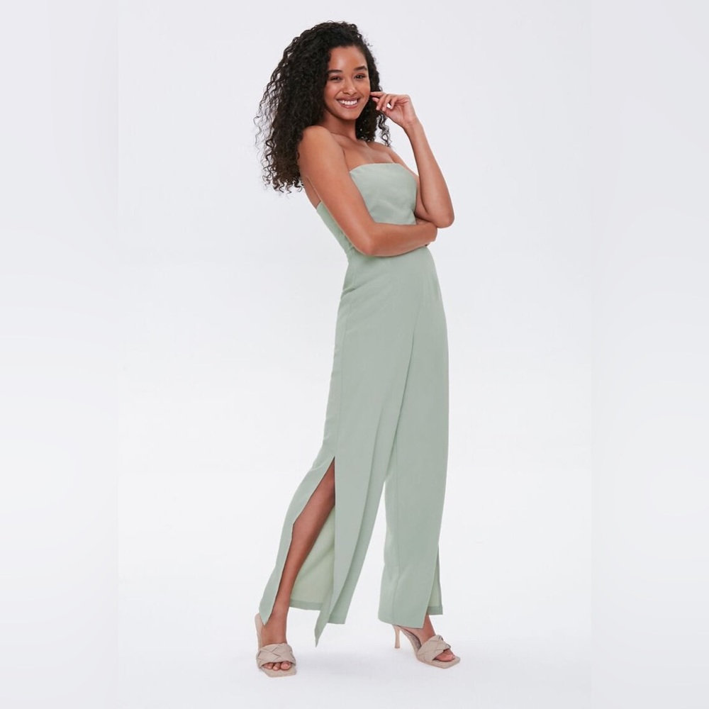 Strapless Split-Leg Jumpsuit